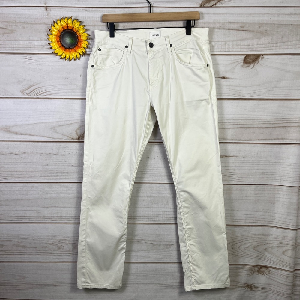 Hudson‎ Byron Straight Leg Pants Mens 31x29 Off White Cream Twill Five Pocket